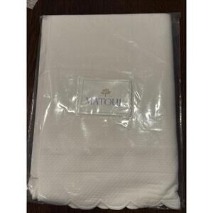 $199 New Matouk 061 Diamond Pique Twin Coverlet White   72 x 92”